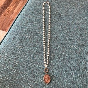 Brown Druzy pearl necklace